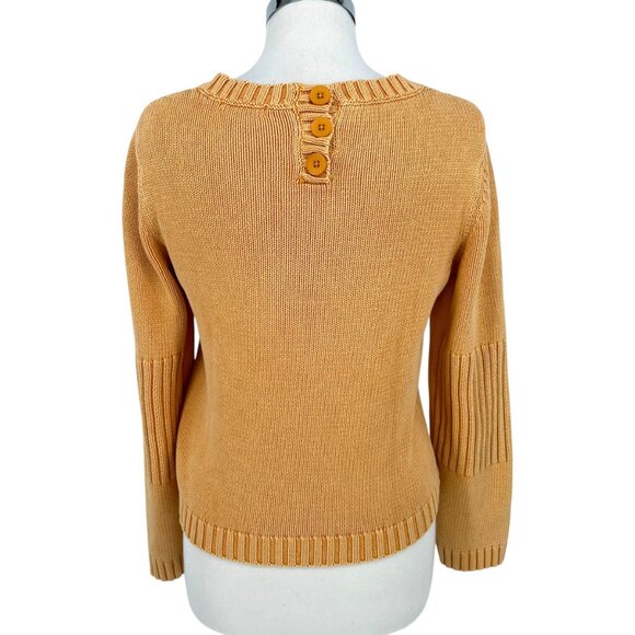 Tyler Bōe Mineral Wash Cotton Button-Back Crewneck Sweater Yellos Size Medium - Picture 8 of 12